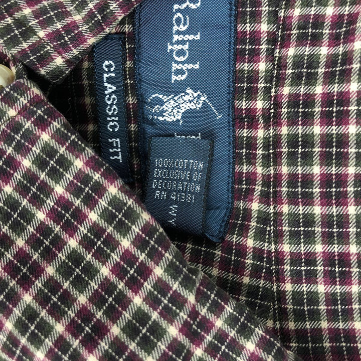 Ralph Lauren Classic Fit Long Sleeve Button Down Check Shirt Men's XXL cotton brown type Vintage Second Hand