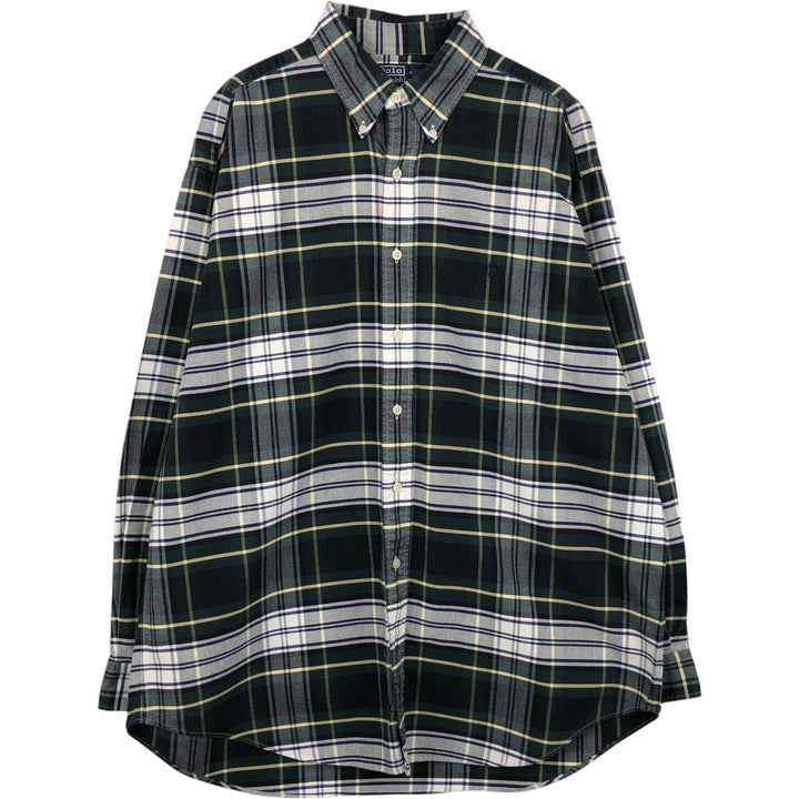 Ralph Lauren POLO by Ralph Lauren BLAIRE Long-Sleeve Button-Down Check Shirt, Men's Size L (approx.) cotton Green type dark green Vintage Second Hand