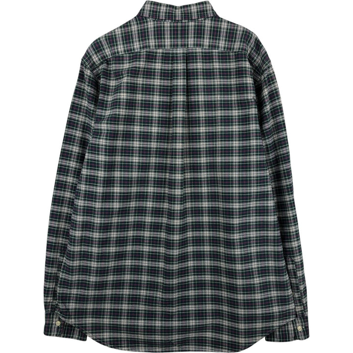 Ralph Lauren long sleeve button down check shirt, men's size L cotton Green type dark green Vintage Second Hand