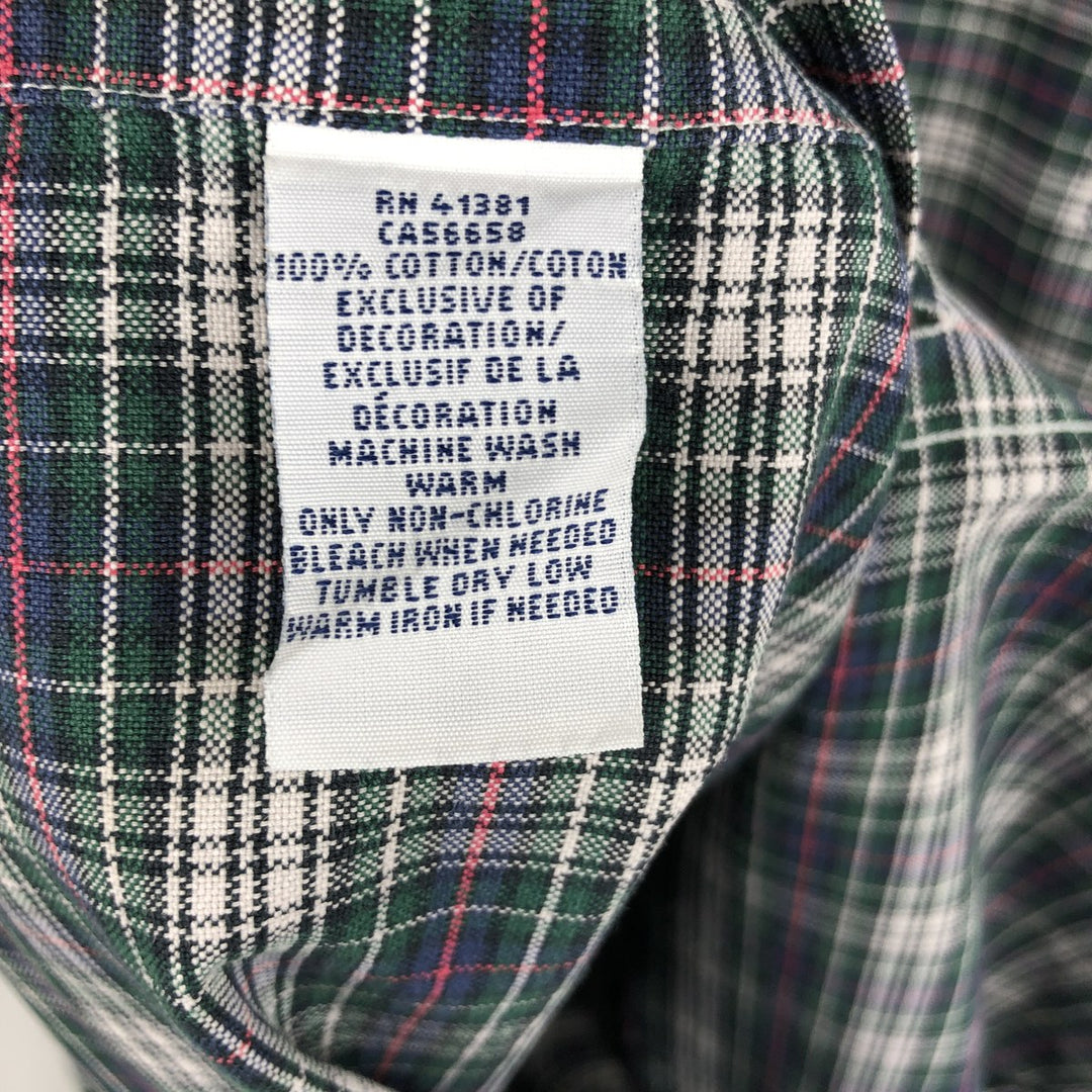 Ralph Lauren long sleeve button down check shirt, men's size L cotton Green type dark green Vintage Second Hand