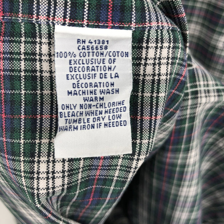 Ralph Lauren long sleeve button down check shirt, men's size L cotton Green type dark green Vintage Second Hand