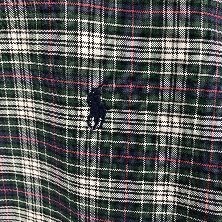 Ralph Lauren long sleeve button down check shirt, men's size L cotton Green type dark green Vintage Second Hand