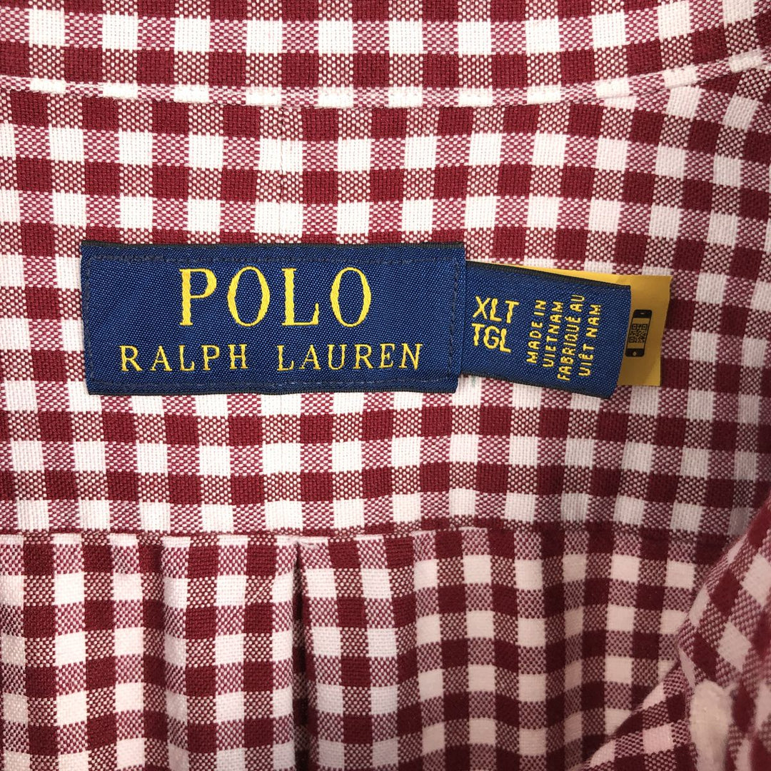 Ralph Lauren POLO RALPH LAUREN Gingham Check Long-Sleeve Button-Down Check Shirt, Men's Size XL (approx.) unclear red type Vintage Second Hand