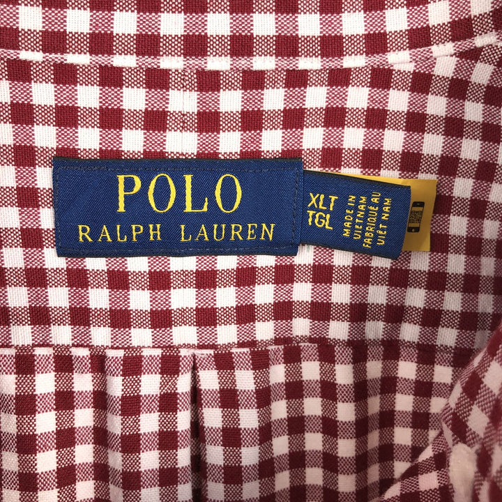 Ralph Lauren POLO RALPH LAUREN Gingham Check Long-Sleeve Button-Down Check Shirt, Men's Size XL (approx.) unclear red type Vintage Second Hand