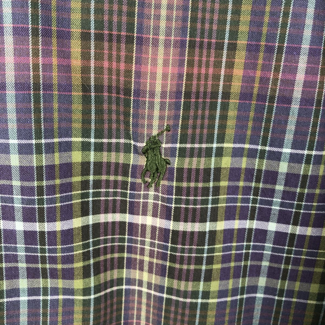 Ralph Lauren CUSTOM FIT long sleeve button down check shirt, men's size L cotton brown type Vintage Second Hand