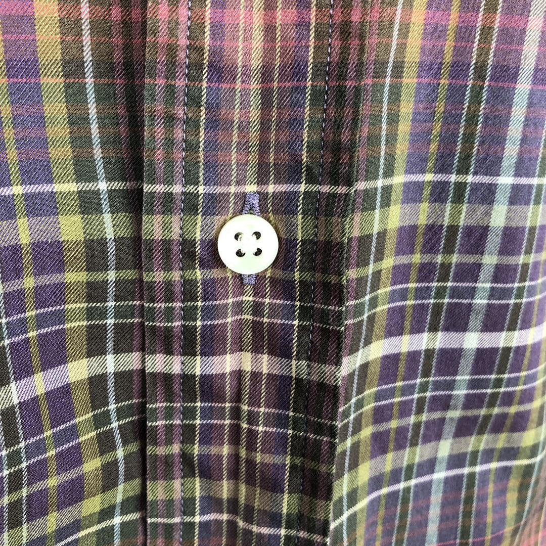 Ralph Lauren CUSTOM FIT long sleeve button down check shirt, men's size L cotton brown type Vintage Second Hand