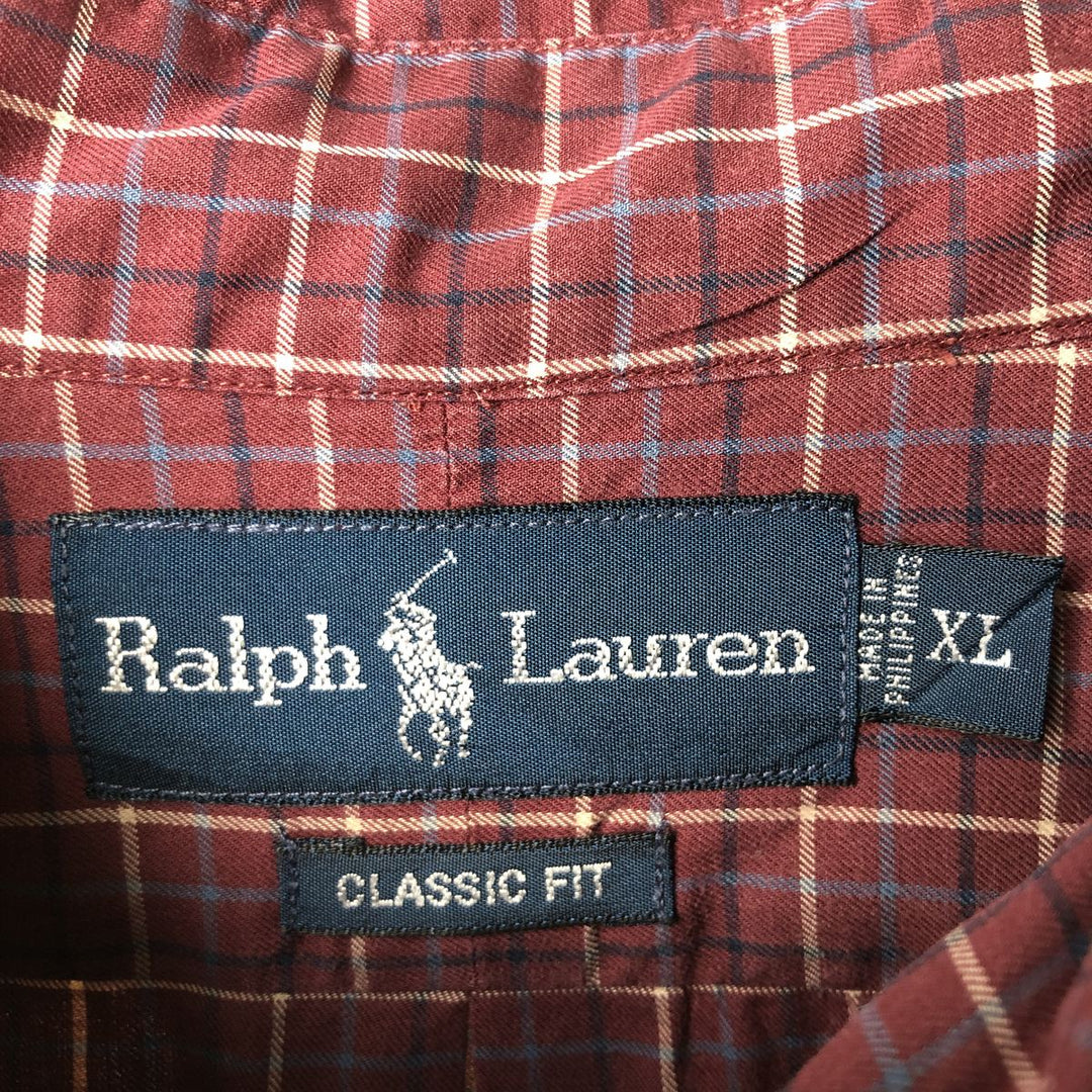 Ralph Lauren Classic Fit Long Sleeve Button Down Check Shirt Men's XL cotton red type Vintage Second Hand