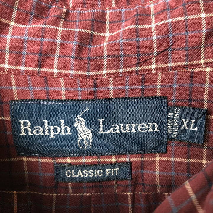 Ralph Lauren Classic Fit Long Sleeve Button Down Check Shirt Men's XL cotton red type Vintage Second Hand