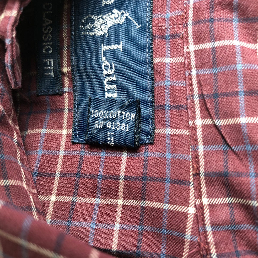 Ralph Lauren Classic Fit Long Sleeve Button Down Check Shirt Men's XL cotton red type Vintage Second Hand