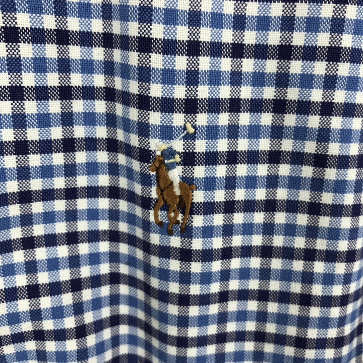 Ralph Lauren long sleeve button down check shirt, men's size L cotton blue type Vintage Second Hand