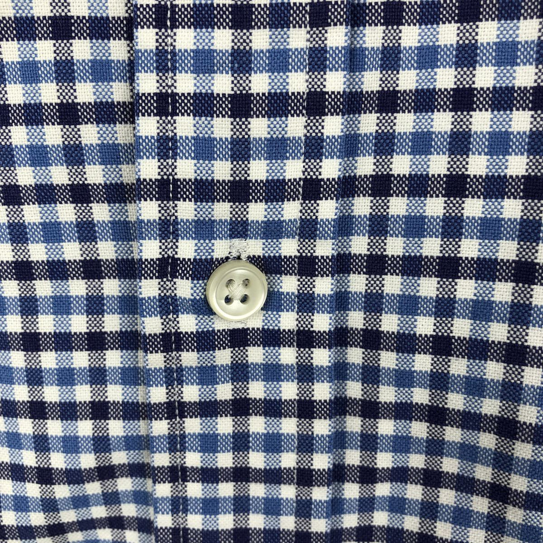 Ralph Lauren long sleeve button down check shirt, men's size L cotton blue type Vintage Second Hand