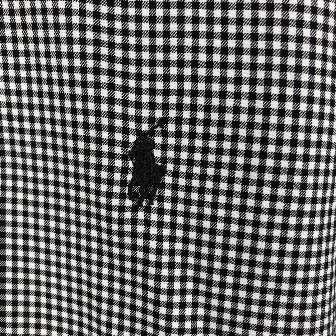 Ralph Lauren POLO RALPH LAUREN Gingham Check Wide Collar Long Sleeve Cotton Check Shirt, Men's Size L (approx.) cotton black type Vintage Second Hand