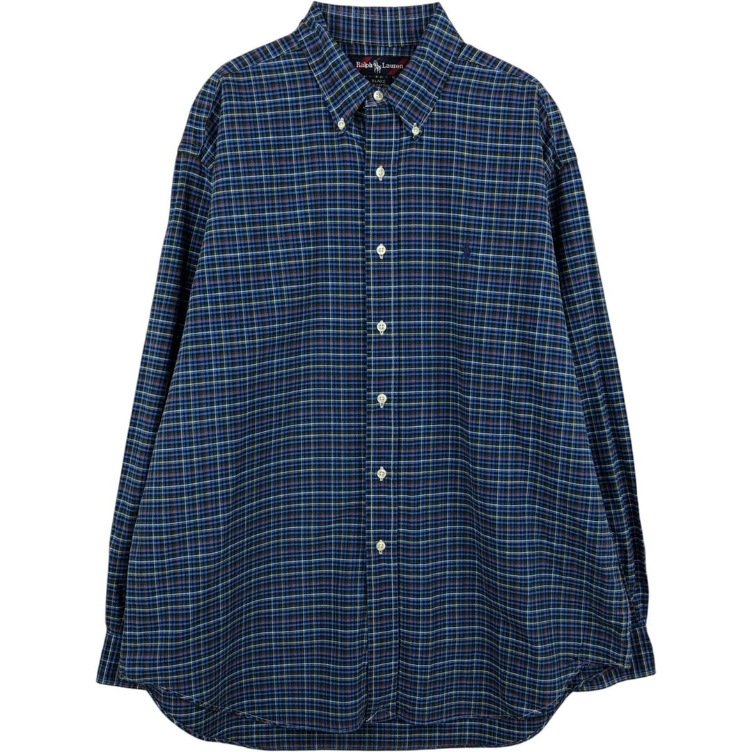 Ralph Lauren BLAKE long sleeve button down check shirt, men's size L cotton blue type Vintage Second Hand