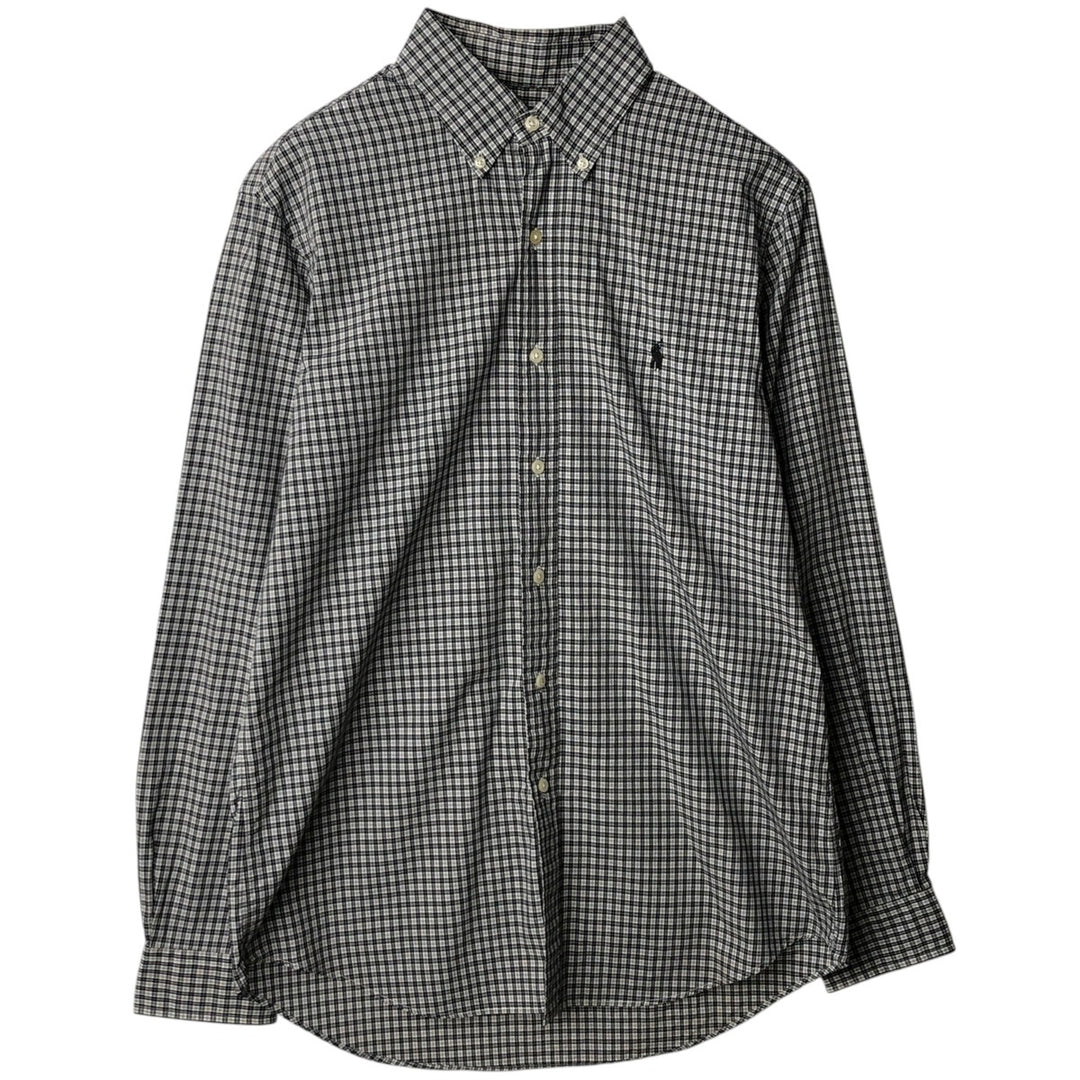 Ralph Lauren long sleeve button down check shirt, men's size M cotton black type Vintage Second Hand