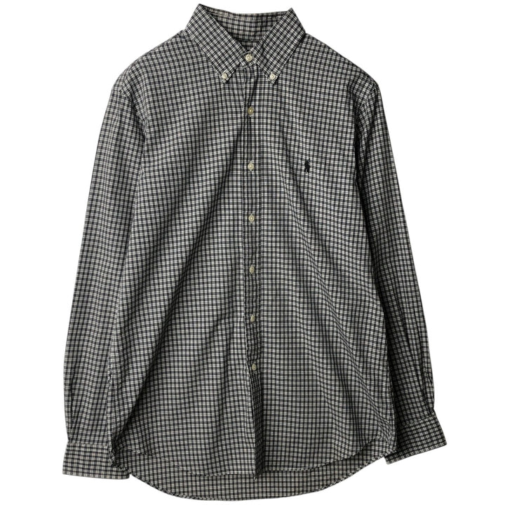 Ralph Lauren long sleeve button down check shirt, men's size M cotton black type Vintage Second Hand