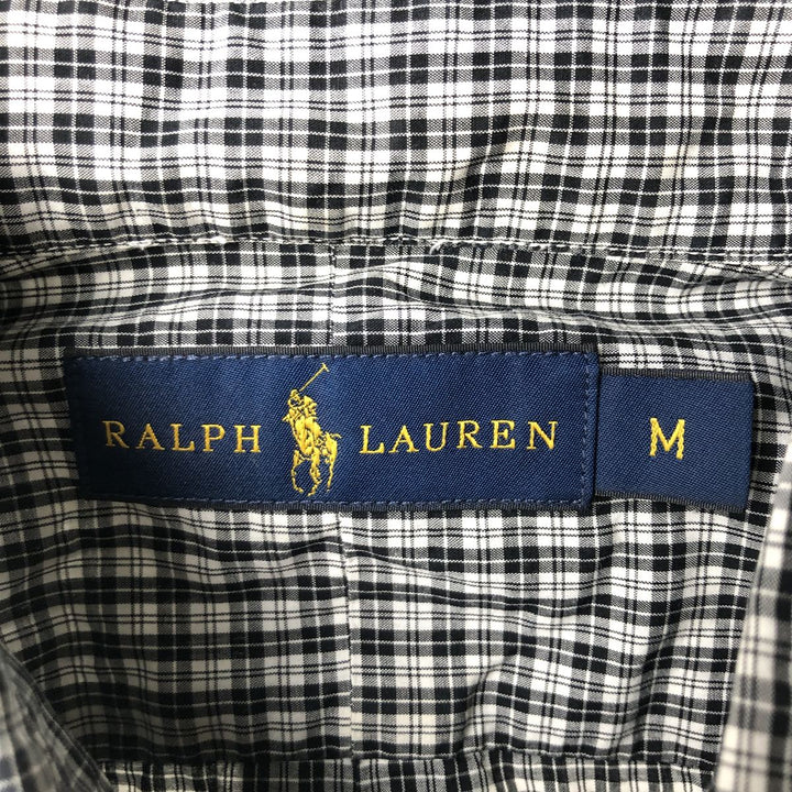 Ralph Lauren long sleeve button down check shirt, men's size M cotton black type Vintage Second Hand