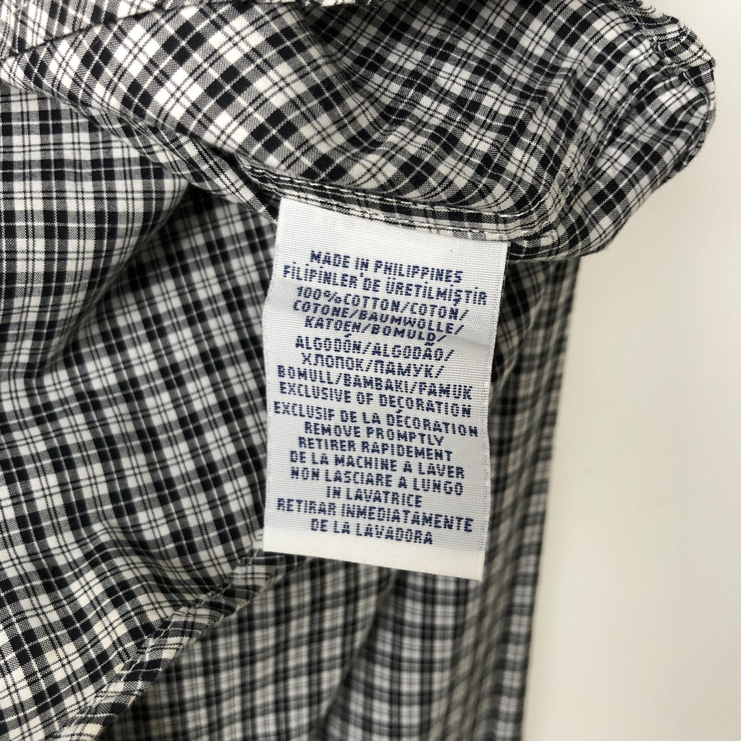 Ralph Lauren long sleeve button down check shirt, men's size M cotton black type Vintage Second Hand