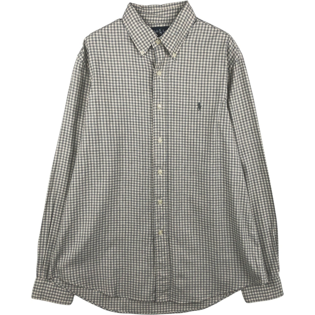 Ralph Lauren CUSTOM FIT Gingham Check Long Sleeve Button Down Check Shirt Men's L size cotton gray type Vintage Second Hand