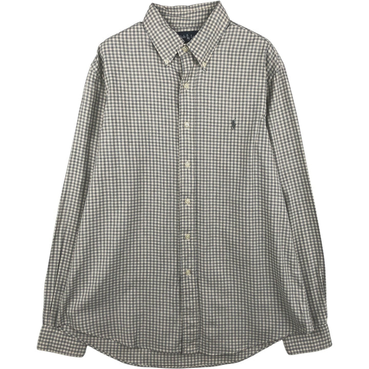 Ralph Lauren CUSTOM FIT Gingham Check Long Sleeve Button Down Check Shirt Men's L size cotton gray type Vintage Second Hand