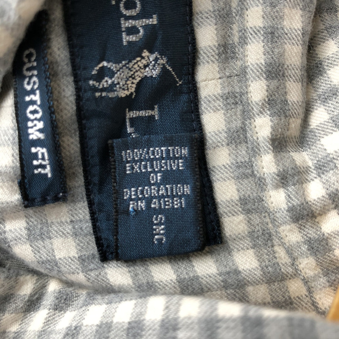 Ralph Lauren CUSTOM FIT Gingham Check Long Sleeve Button Down Check Shirt Men's L size cotton gray type Vintage Second Hand