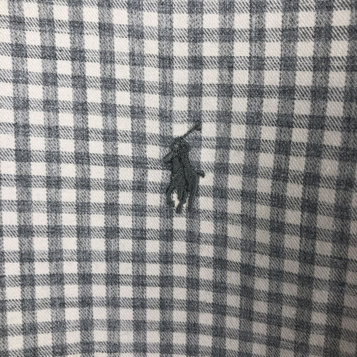 Ralph Lauren CUSTOM FIT Gingham Check Long Sleeve Button Down Check Shirt Men's L size cotton gray type Vintage Second Hand