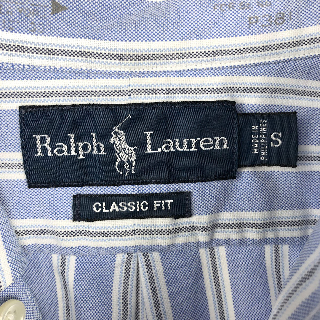 Ralph Lauren Classic Fit Multi-Stripe Long Sleeve Button-Down Striped Shirt, Men's Size Small cotton Blue type light blue Vintage Second Hand