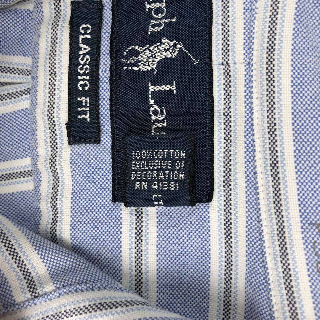 Ralph Lauren Classic Fit Multi-Stripe Long Sleeve Button-Down Striped Shirt, Men's Size Small cotton Blue type light blue Vintage Second Hand