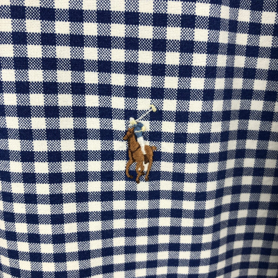 Ralph Lauren Classic Fit Gingham Check Long Sleeve Button-Down Check Shirt, Men's Size XL cotton blue type Vintage Second Hand
