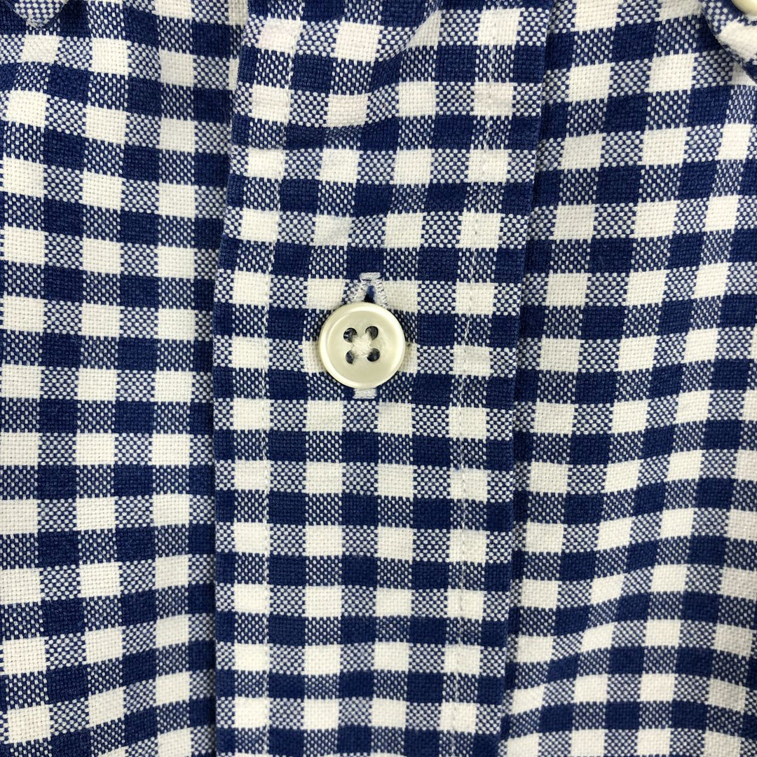 Ralph Lauren Classic Fit Gingham Check Long Sleeve Button-Down Check Shirt, Men's Size XL cotton blue type Vintage Second Hand