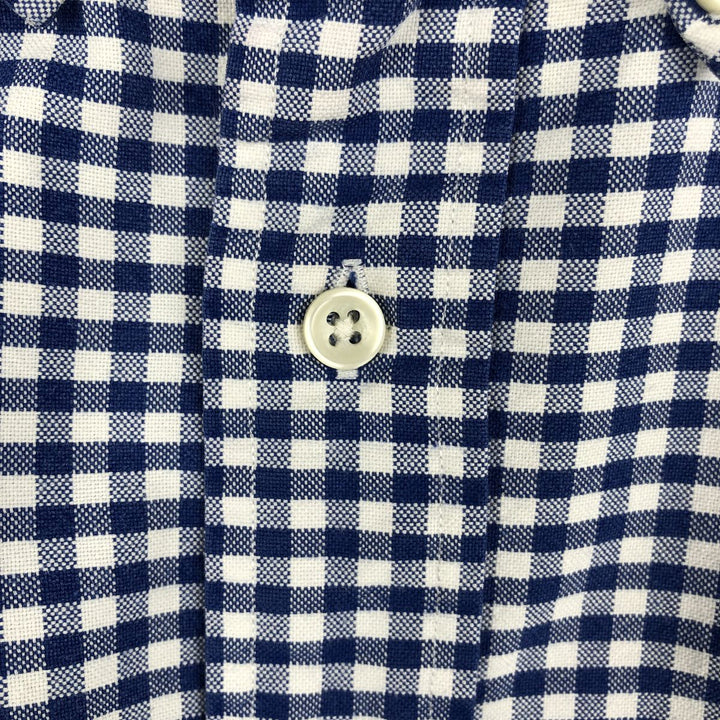 Ralph Lauren Classic Fit Gingham Check Long Sleeve Button-Down Check Shirt, Men's Size XL cotton blue type Vintage Second Hand