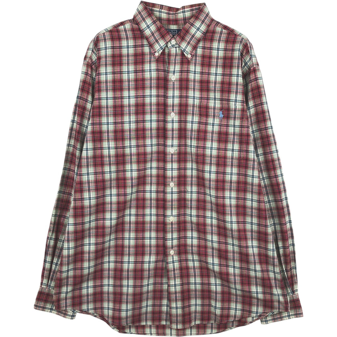 Ralph Lauren POLO by Ralph Lauren CUSTOM FIT long-sleeved button-down check shirt, men's size L cotton red type Vintage Second Hand