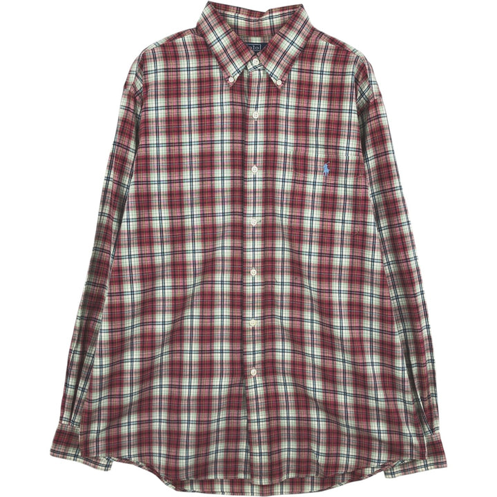 Ralph Lauren POLO by Ralph Lauren CUSTOM FIT long-sleeved button-down check shirt, men's size L cotton red type Vintage Second Hand