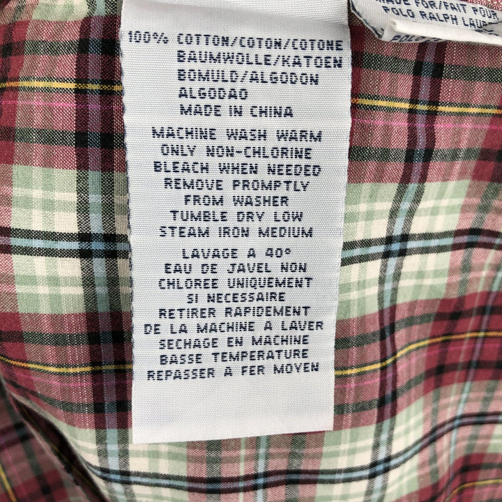 Ralph Lauren POLO by Ralph Lauren CUSTOM FIT long-sleeved button-down check shirt, men's size L cotton red type Vintage Second Hand