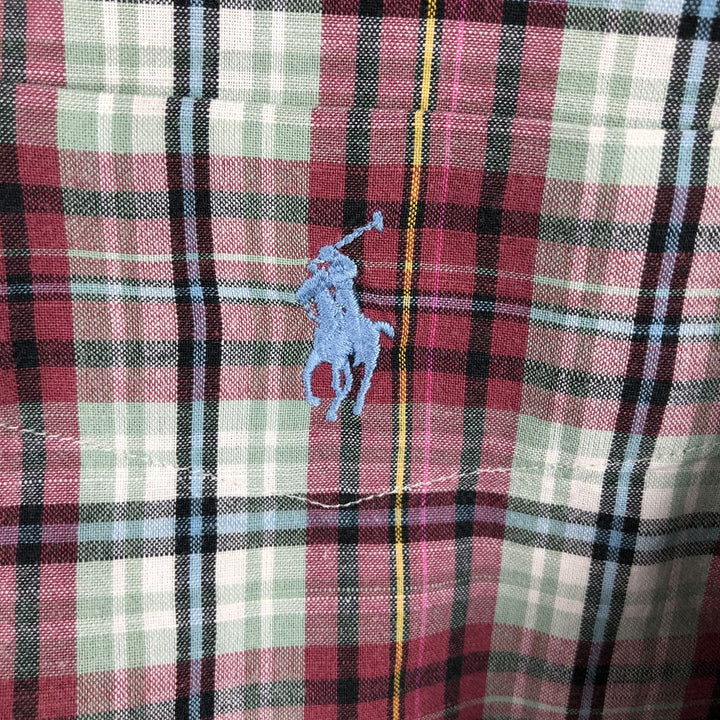 Ralph Lauren POLO by Ralph Lauren CUSTOM FIT long-sleeved button-down check shirt, men's size L cotton red type Vintage Second Hand