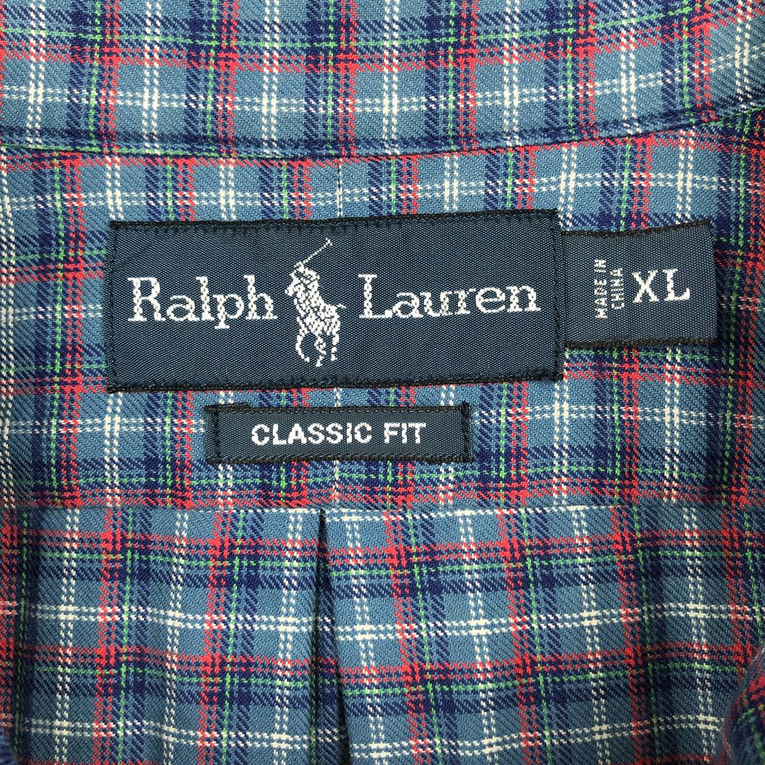Ralph Lauren Classic Fit Long Sleeve Button Down Check Shirt Men's XL cotton blue type Vintage Second Hand