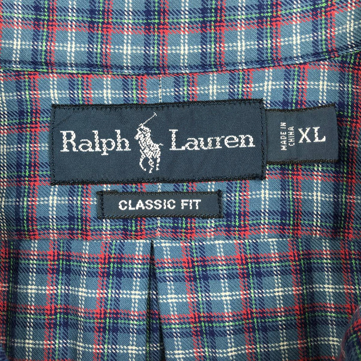 Ralph Lauren Classic Fit Long Sleeve Button Down Check Shirt Men's XL cotton blue type Vintage Second Hand