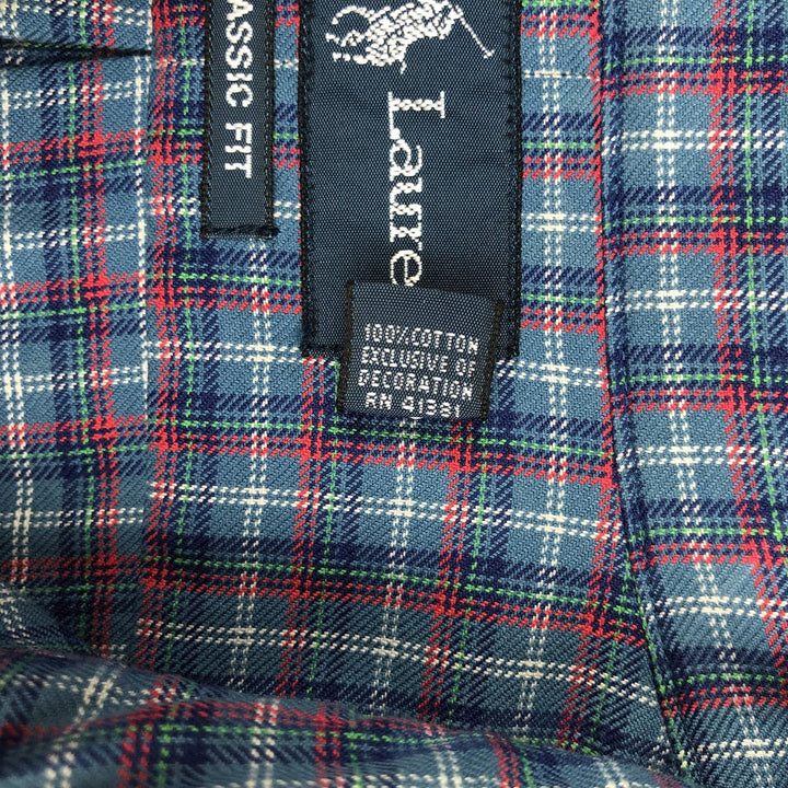 Ralph Lauren Classic Fit Long Sleeve Button Down Check Shirt Men's XL cotton blue type Vintage Second Hand
