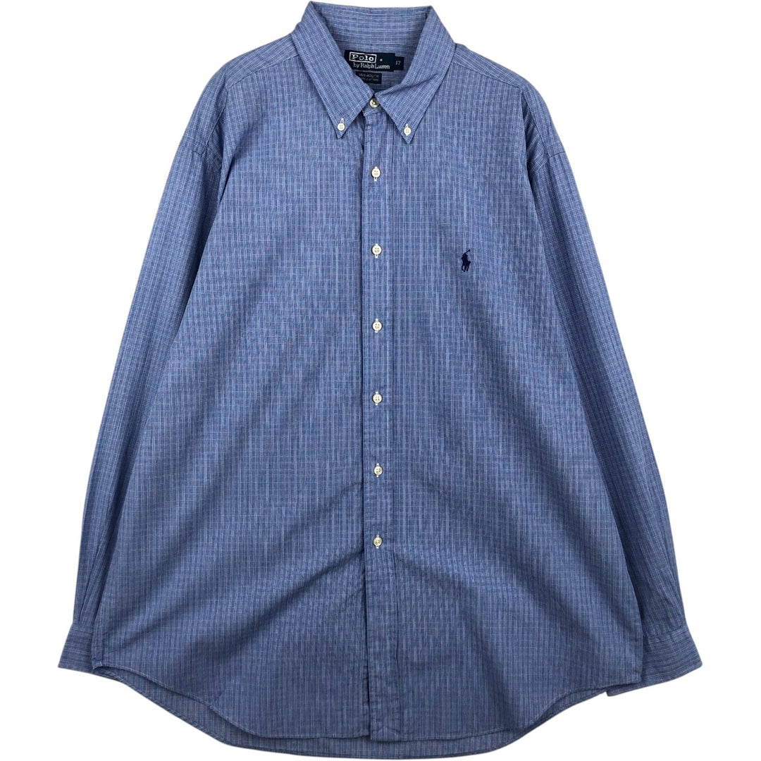 Ralph Lauren POLO by Ralph Lauren YARMOUTH Long Sleeve Button-Down Check Shirt Men's XL cotton blue type Vintage Second Hand
