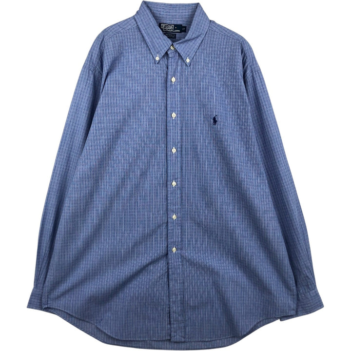 Ralph Lauren POLO by Ralph Lauren YARMOUTH Long Sleeve Button-Down Check Shirt Men's XL cotton blue type Vintage Second Hand