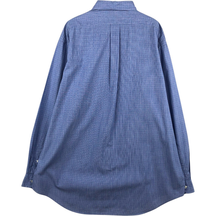 Ralph Lauren POLO by Ralph Lauren YARMOUTH Long Sleeve Button-Down Check Shirt Men's XL cotton blue type Vintage Second Hand