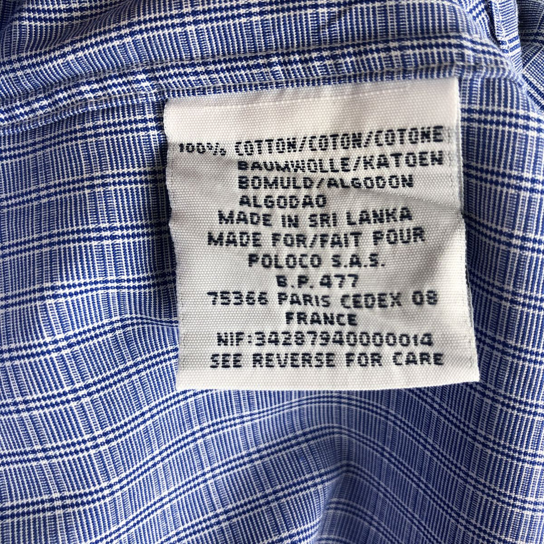 Ralph Lauren POLO by Ralph Lauren YARMOUTH Long Sleeve Button-Down Check Shirt Men's XL cotton blue type Vintage Second Hand