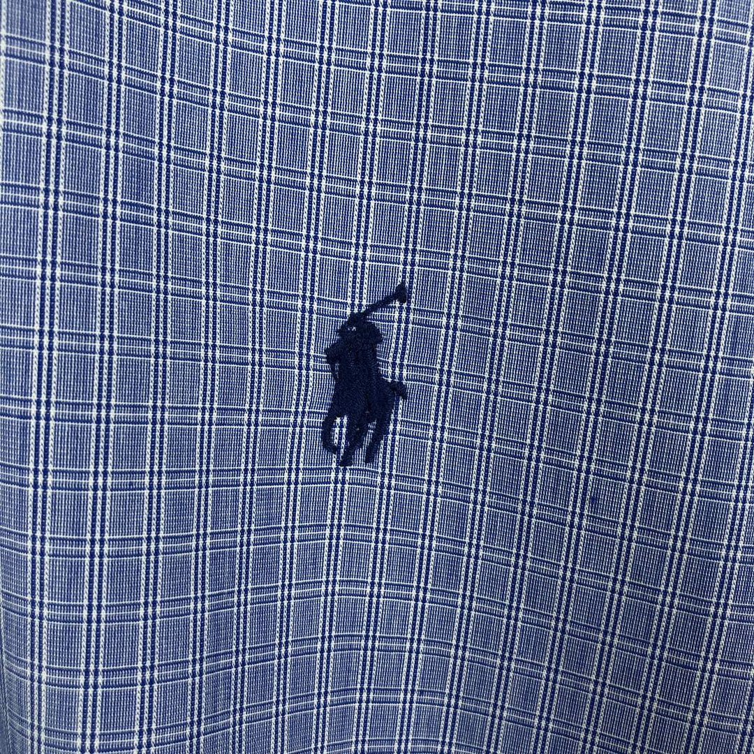 Ralph Lauren POLO by Ralph Lauren YARMOUTH Long Sleeve Button-Down Check Shirt Men's XL cotton blue type Vintage Second Hand
