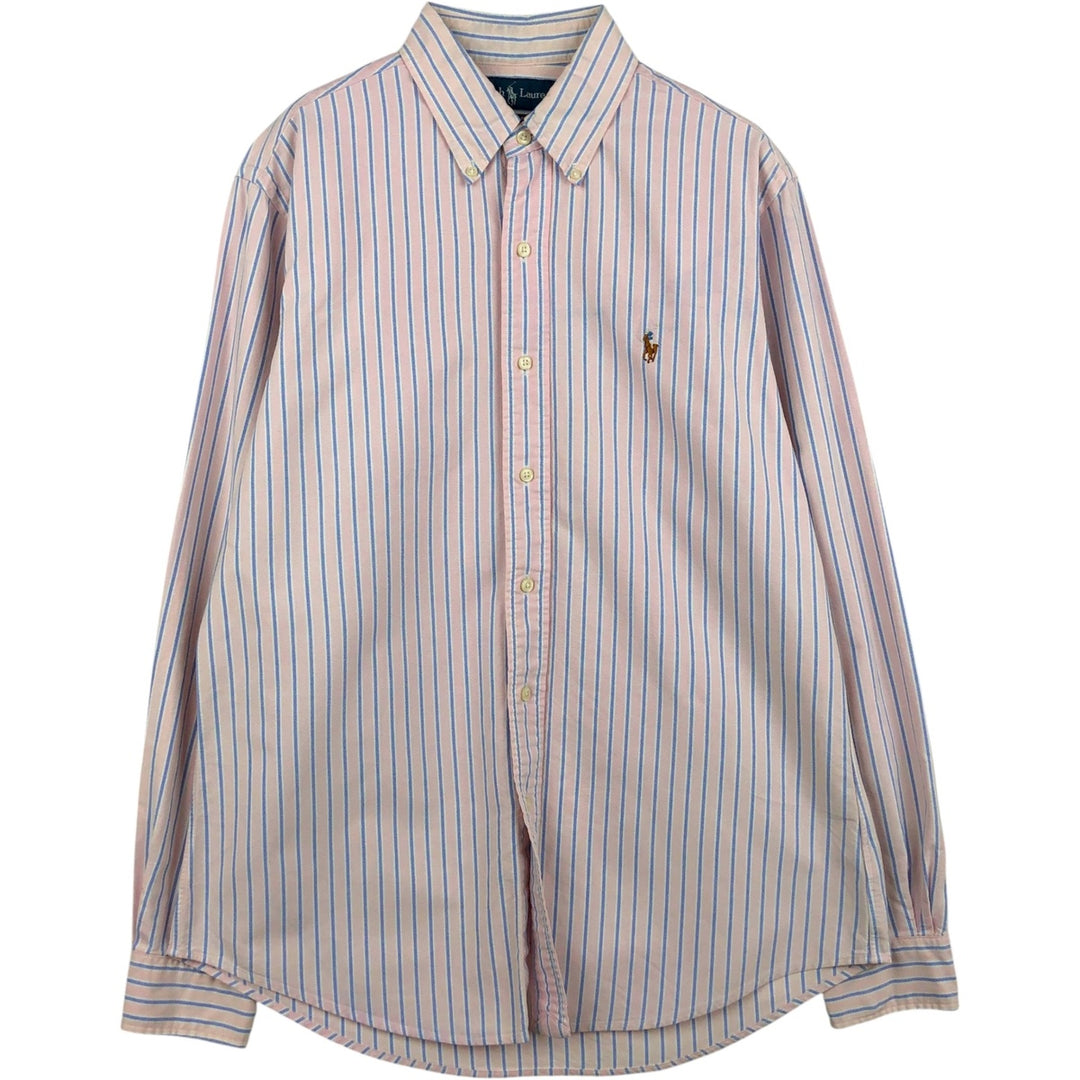 Ralph Lauren CUSTOM FIT long sleeve button down striped shirt men's size M cotton pink type Vintage Second Hand