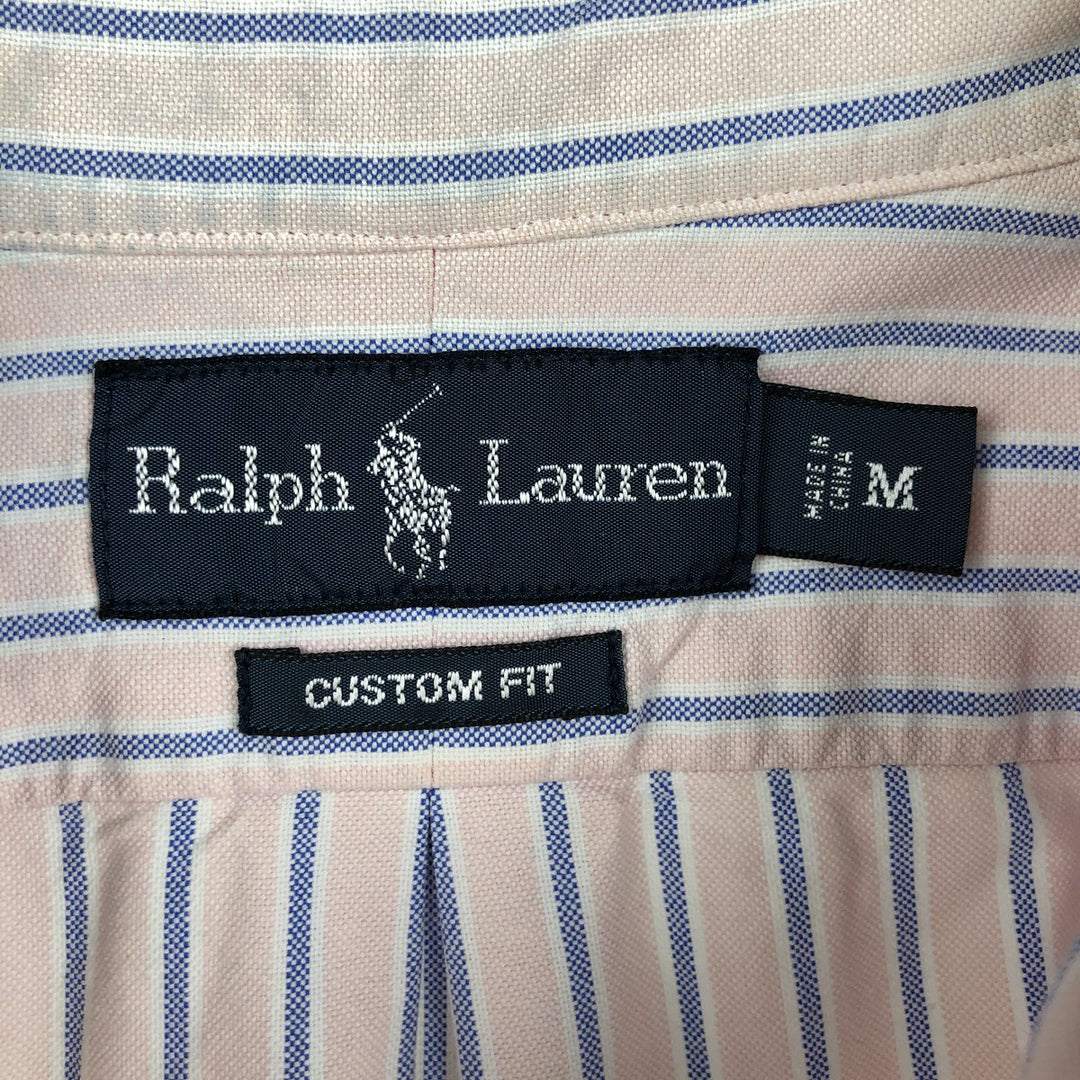 Ralph Lauren CUSTOM FIT long sleeve button down striped shirt men's size M cotton pink type Vintage Second Hand