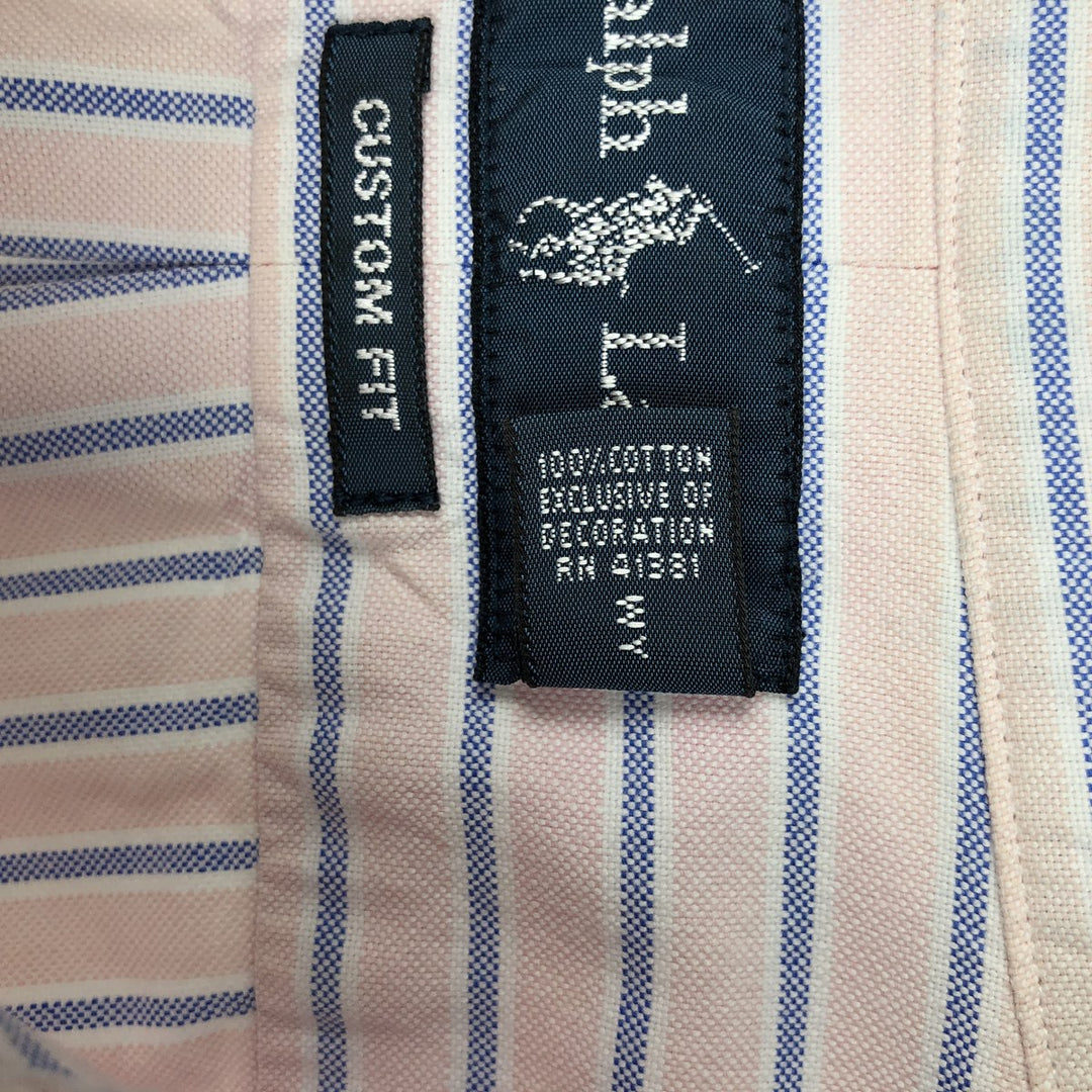 Ralph Lauren CUSTOM FIT long sleeve button down striped shirt men's size M cotton pink type Vintage Second Hand