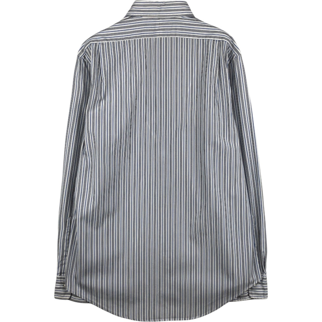 Ralph Lauren POLO by Ralph Lauren CUSTOM FIT Multi-stripe Long-Sleeve Cotton Stripe Shirt, Men's Size M (approx.) cotton blue type Vintage Second Hand