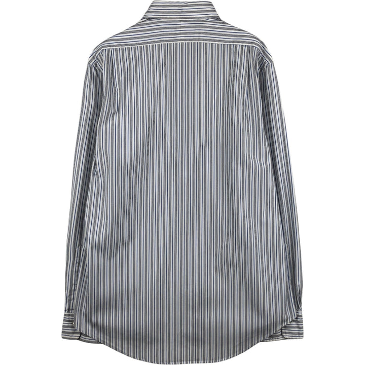 Ralph Lauren POLO by Ralph Lauren CUSTOM FIT Multi-stripe Long-Sleeve Cotton Stripe Shirt, Men's Size M (approx.) cotton blue type Vintage Second Hand