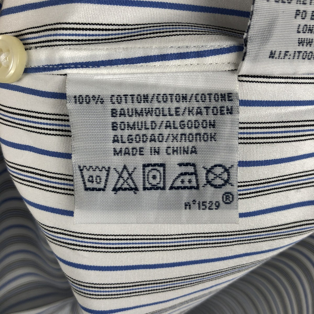 Ralph Lauren POLO by Ralph Lauren CUSTOM FIT Multi-stripe Long-Sleeve Cotton Stripe Shirt, Men's Size M (approx.) cotton blue type Vintage Second Hand