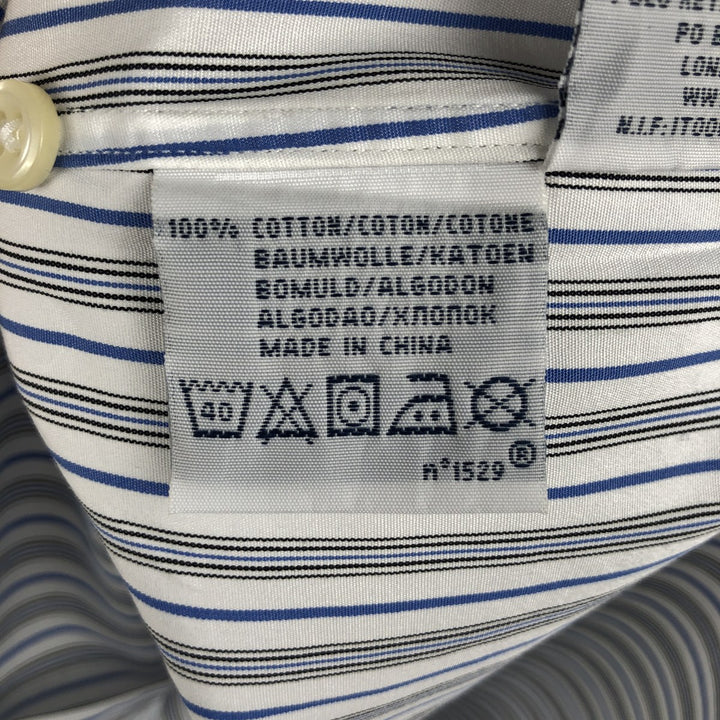 Ralph Lauren POLO by Ralph Lauren CUSTOM FIT Multi-stripe Long-Sleeve Cotton Stripe Shirt, Men's Size M (approx.) cotton blue type Vintage Second Hand