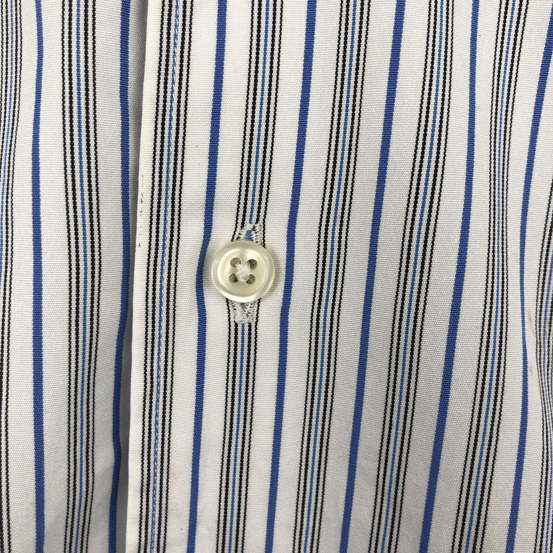 Ralph Lauren POLO by Ralph Lauren CUSTOM FIT Multi-stripe Long-Sleeve Cotton Stripe Shirt, Men's Size M (approx.) cotton blue type Vintage Second Hand